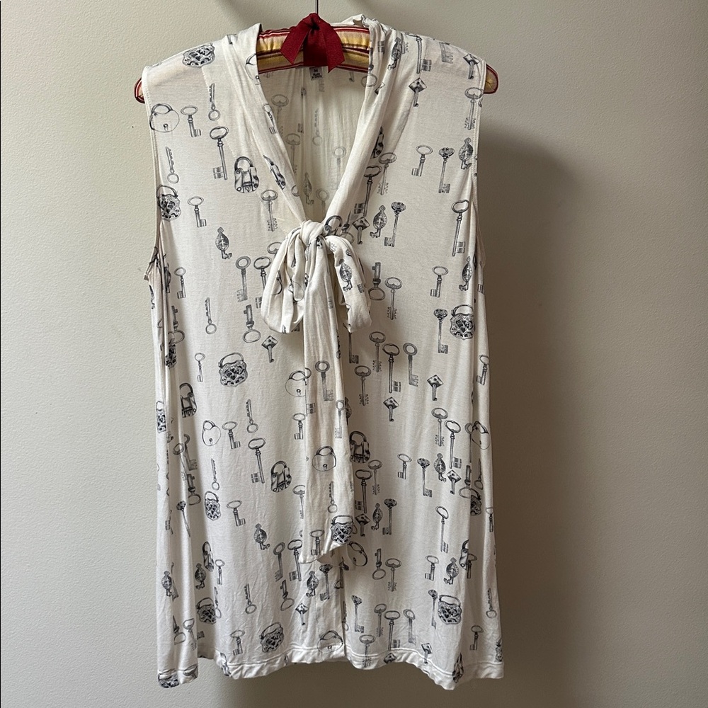 CAbI Keys Please! Sleeveless Tunic Top With Neck Tie Soft Jersey